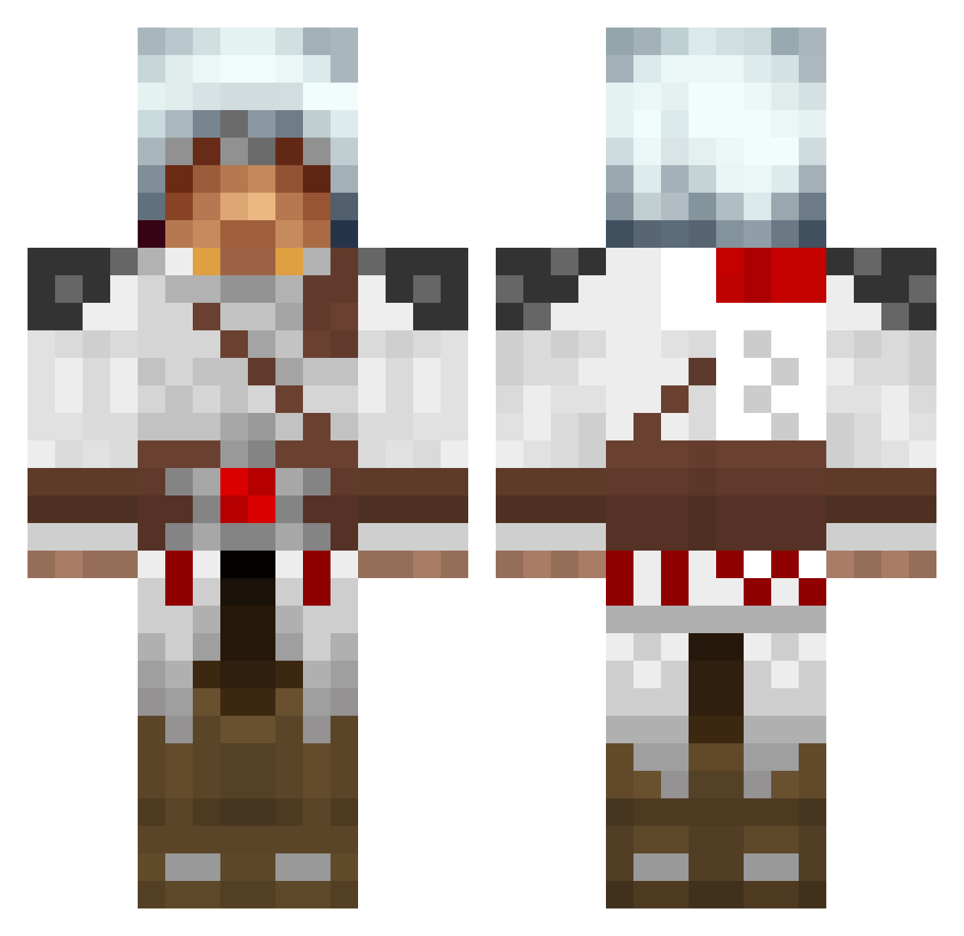 XAJMX Minecraft skin, front and back view