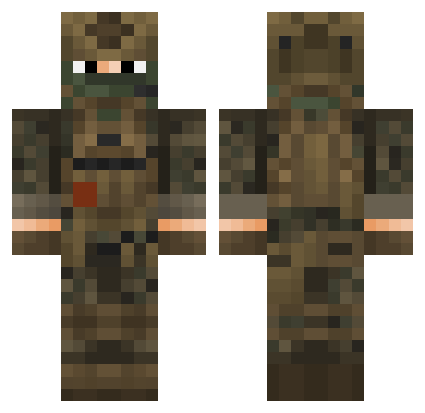 Qwert_s Minecraft skin, front and back view