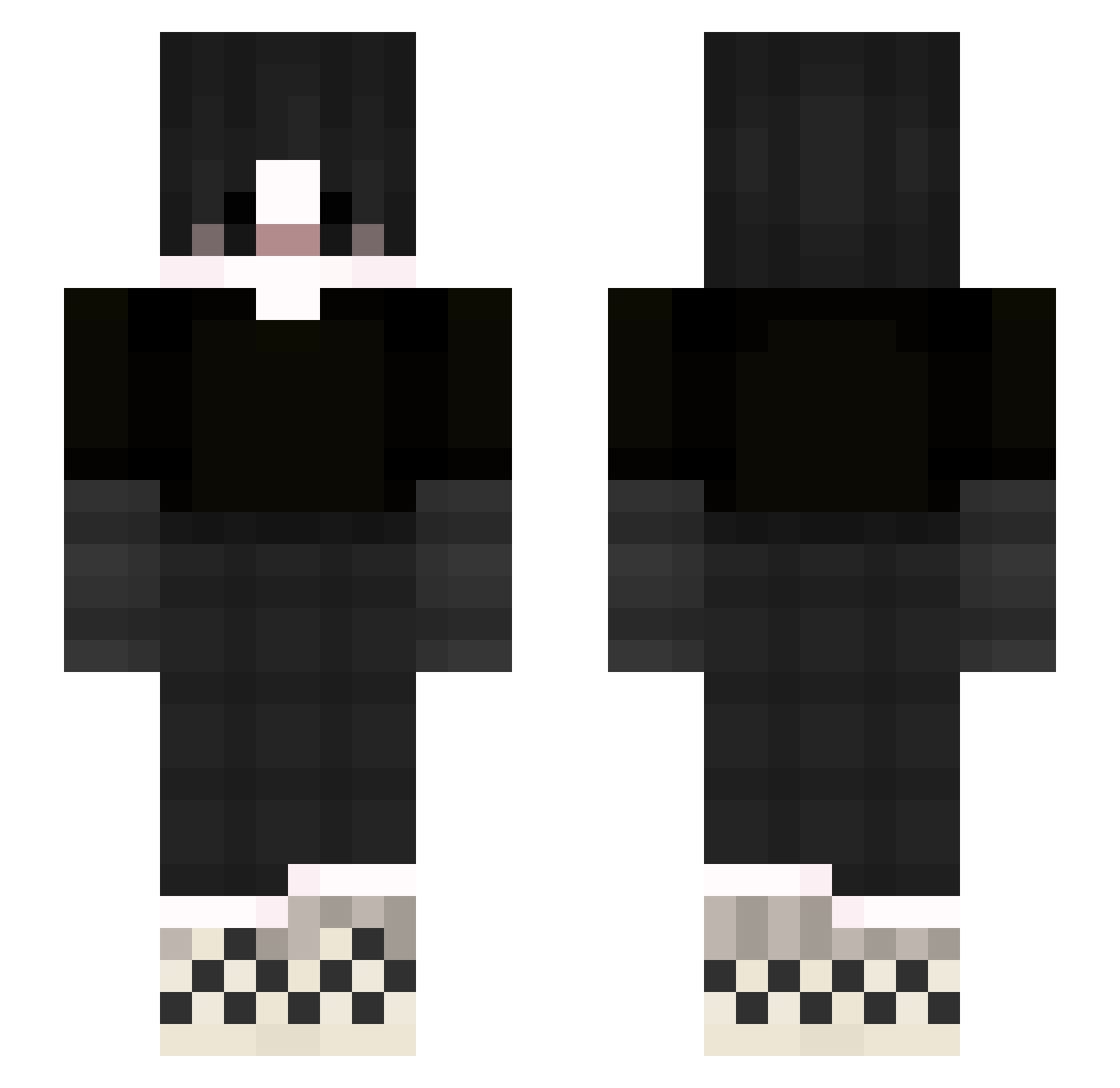 xInsanee Minecraft skin, front and back view