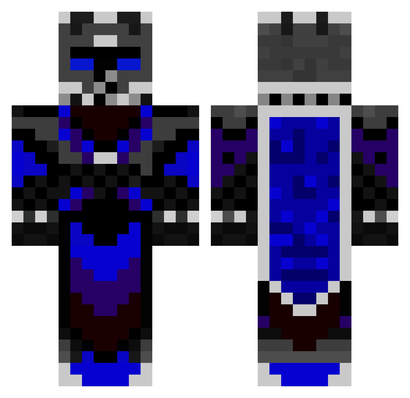 Defence Minecraft skin, front and back view