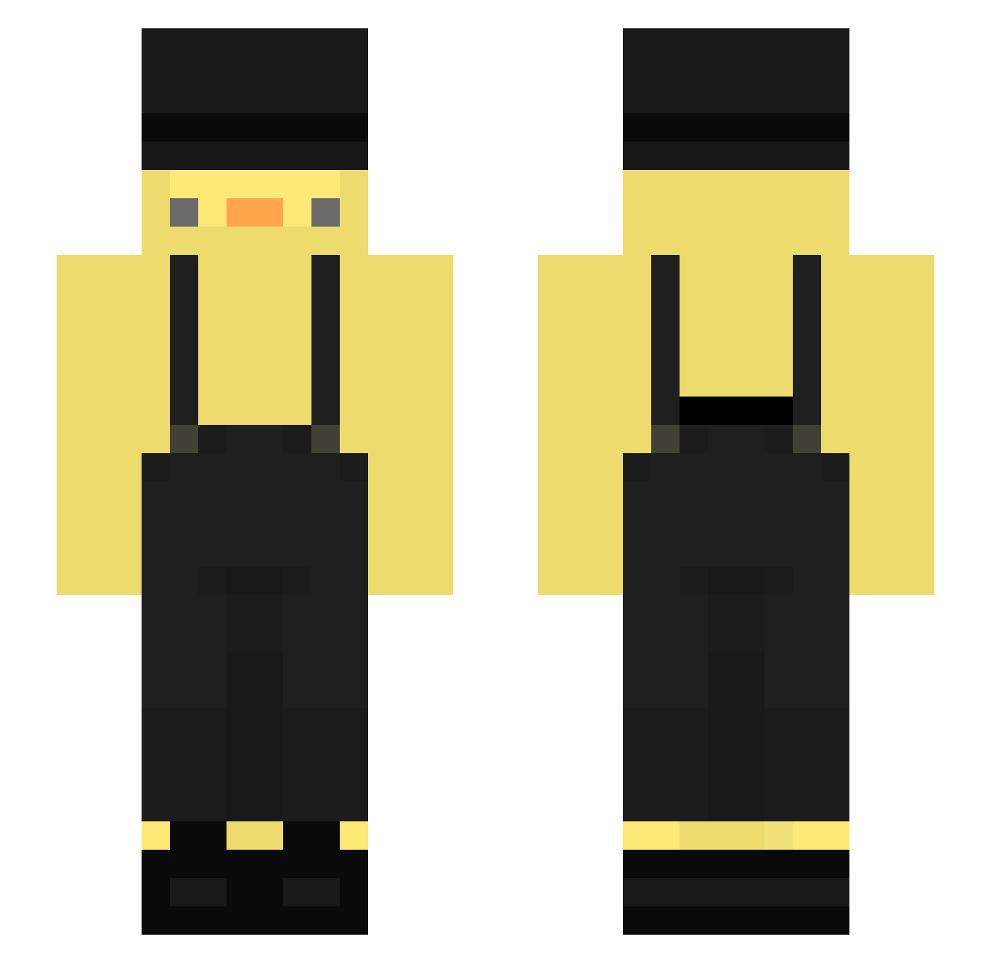 Fakelukas Minecraft skin, front and back view