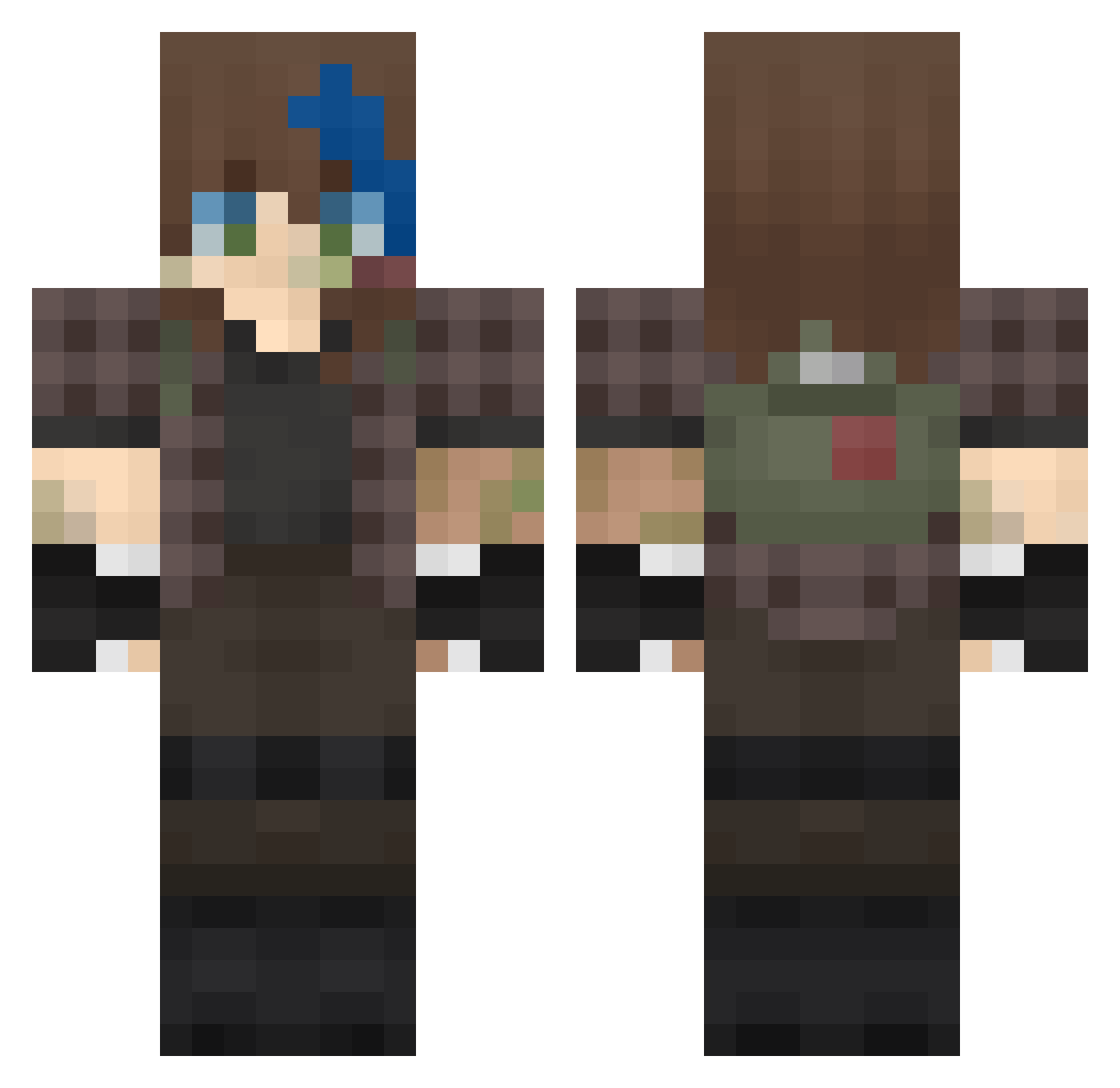 iZombby Minecraft skin, front and back view