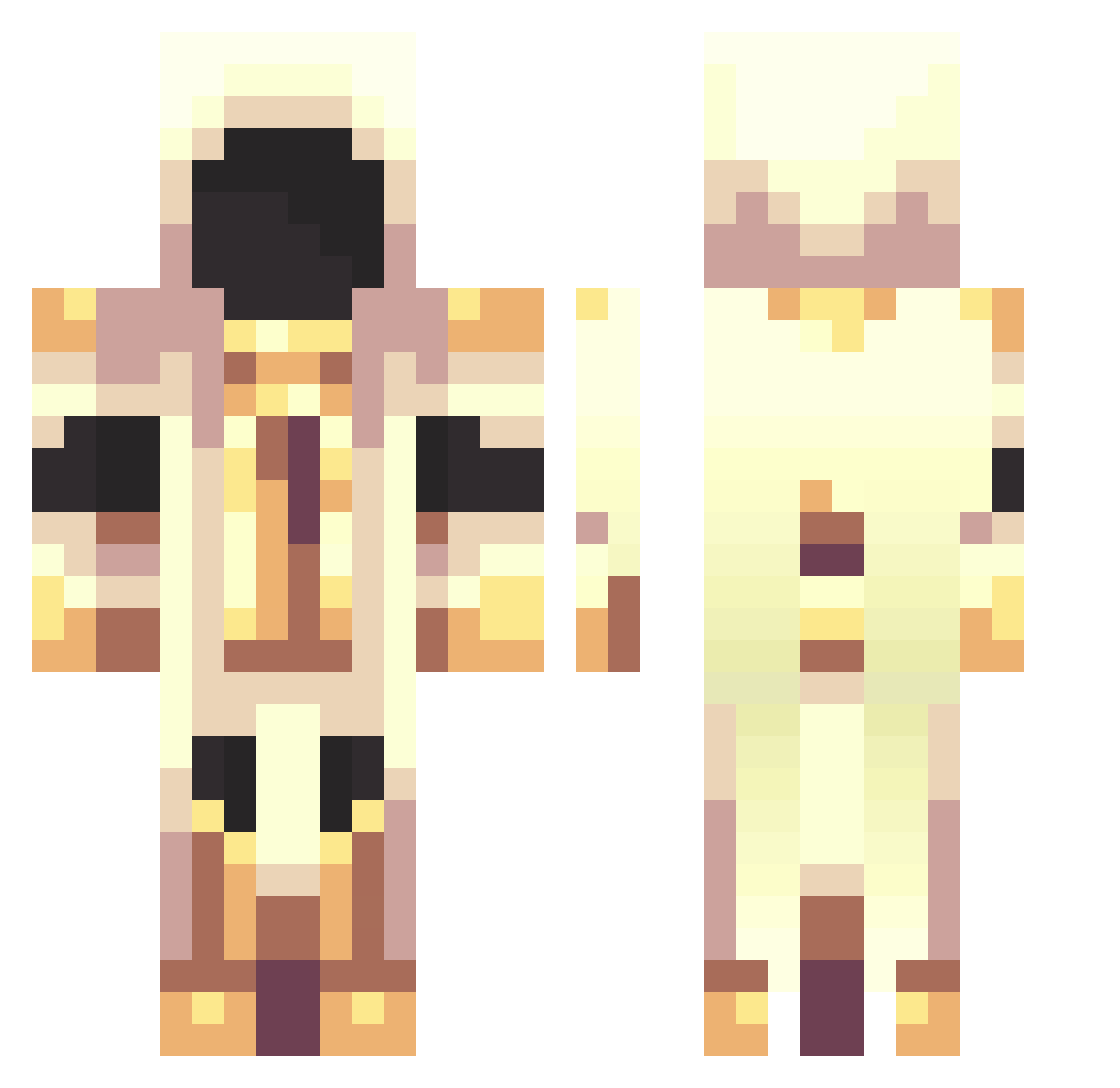 V0ide Minecraft skin, front and back view