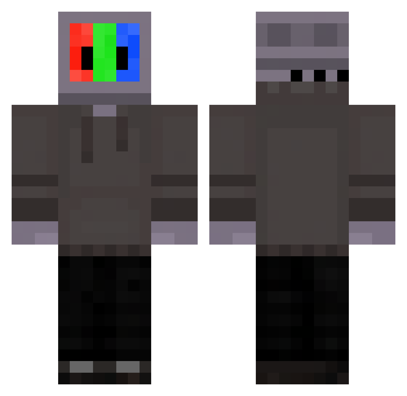 DiddlyDoBot Minecraft skin, front and back view