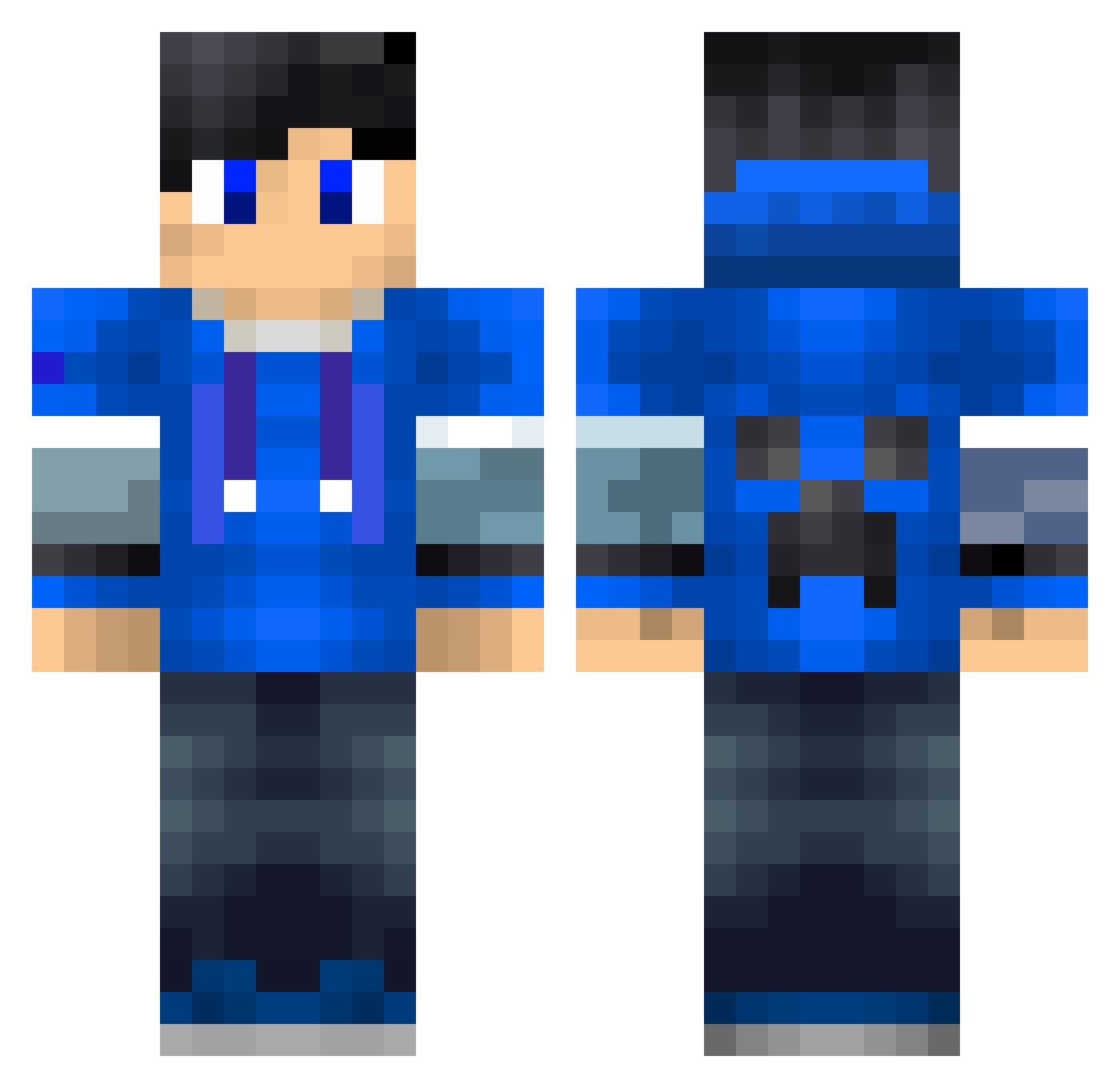 Aminator318 Minecraft skin, front and back view