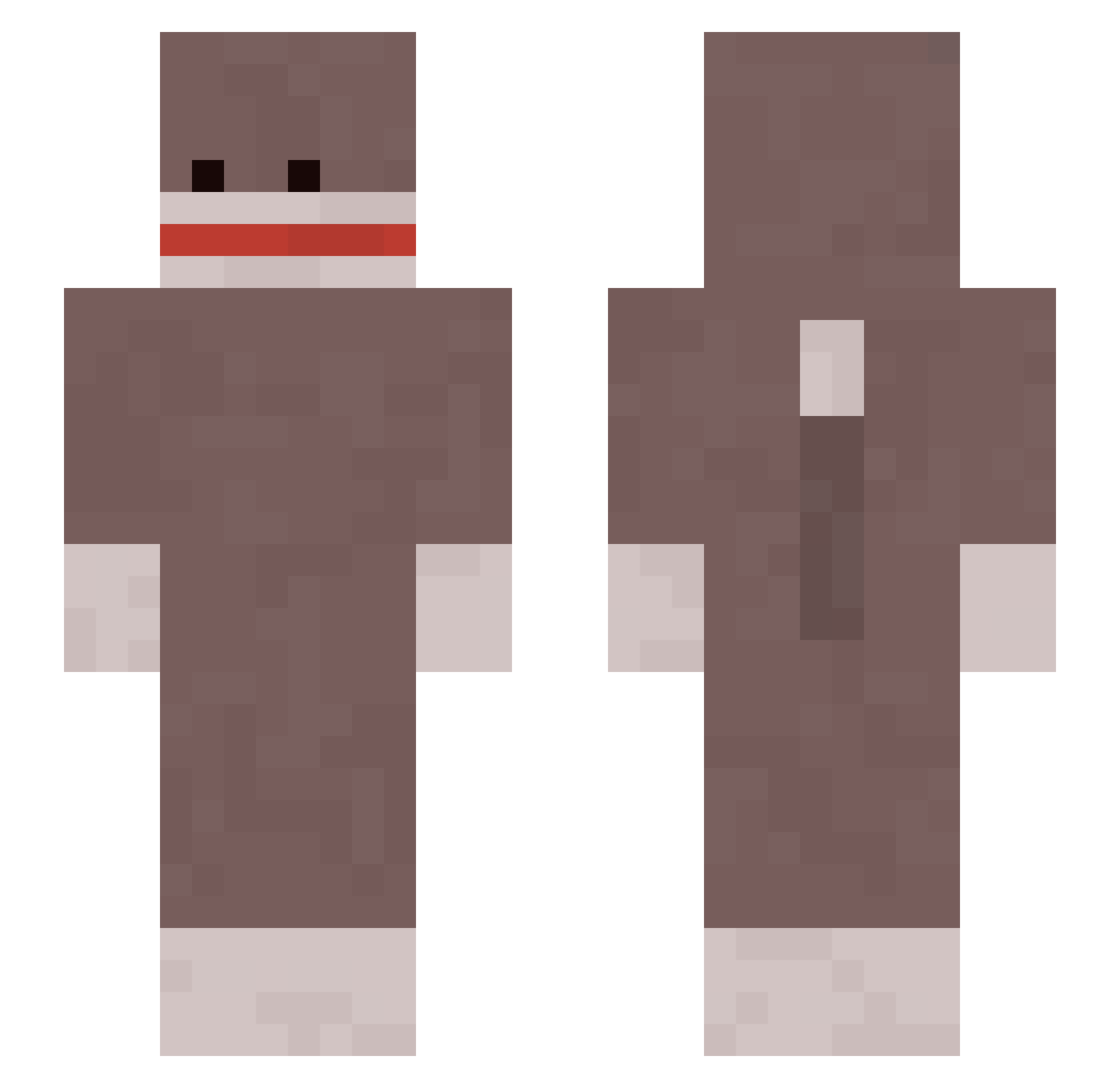 SoggyBobux Minecraft skin, front and back view