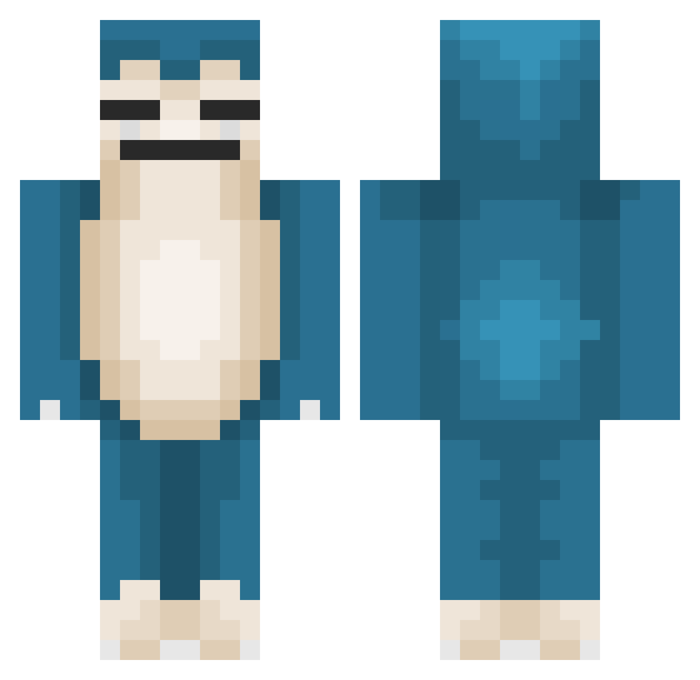 Mysyn Minecraft skin, front and back view