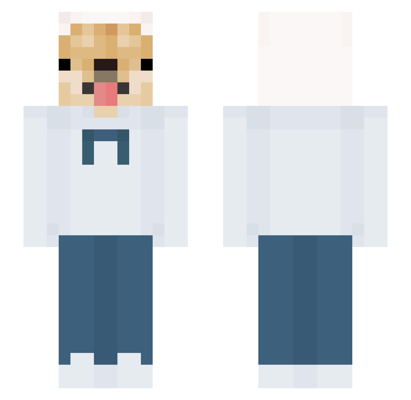 Vrumo Minecraft skin, front and back view