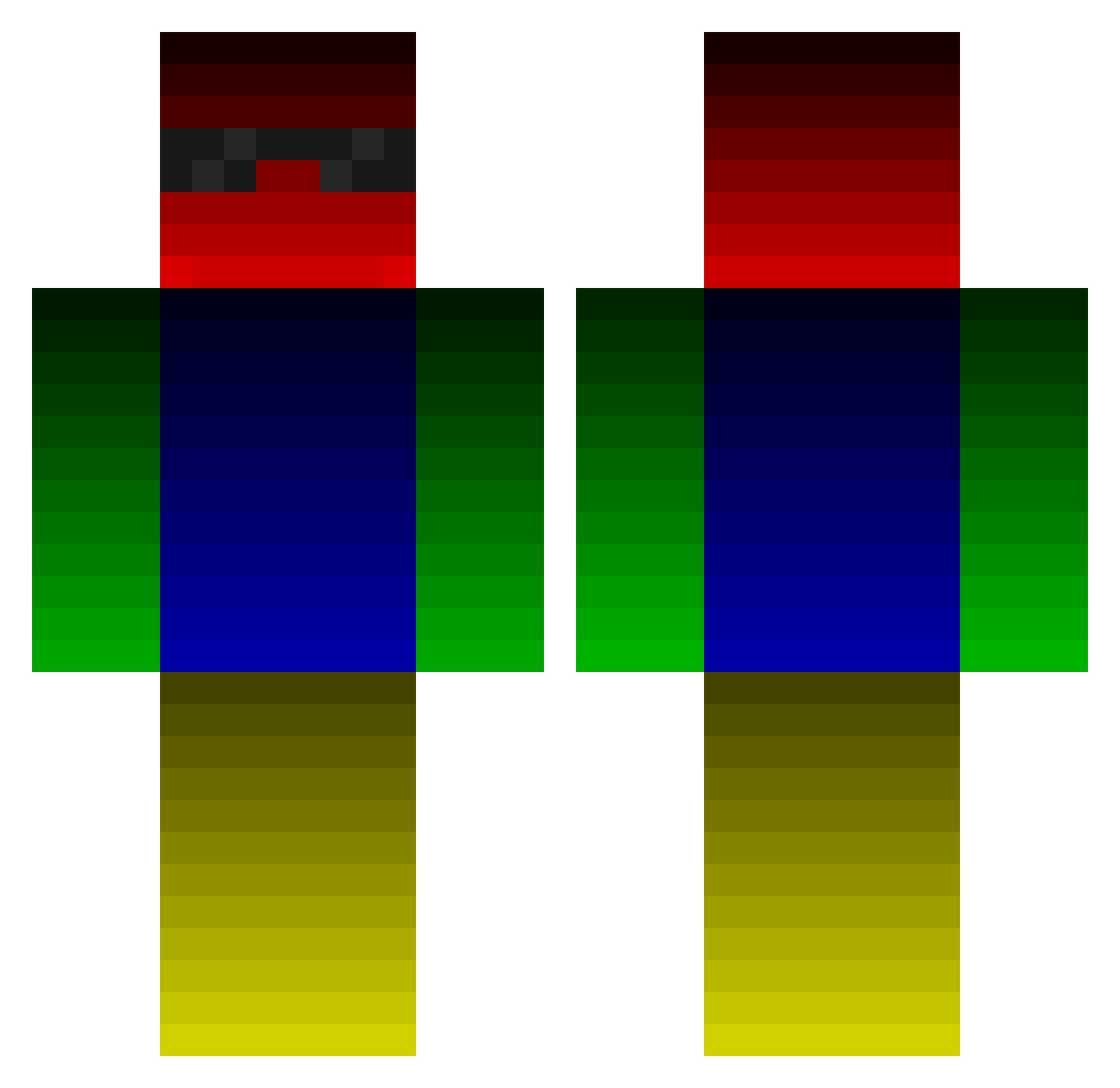Prismatical Minecraft skin, front and back view