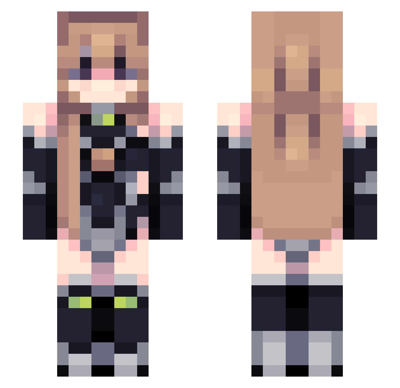 Sau9en Minecraft skin, front and back view