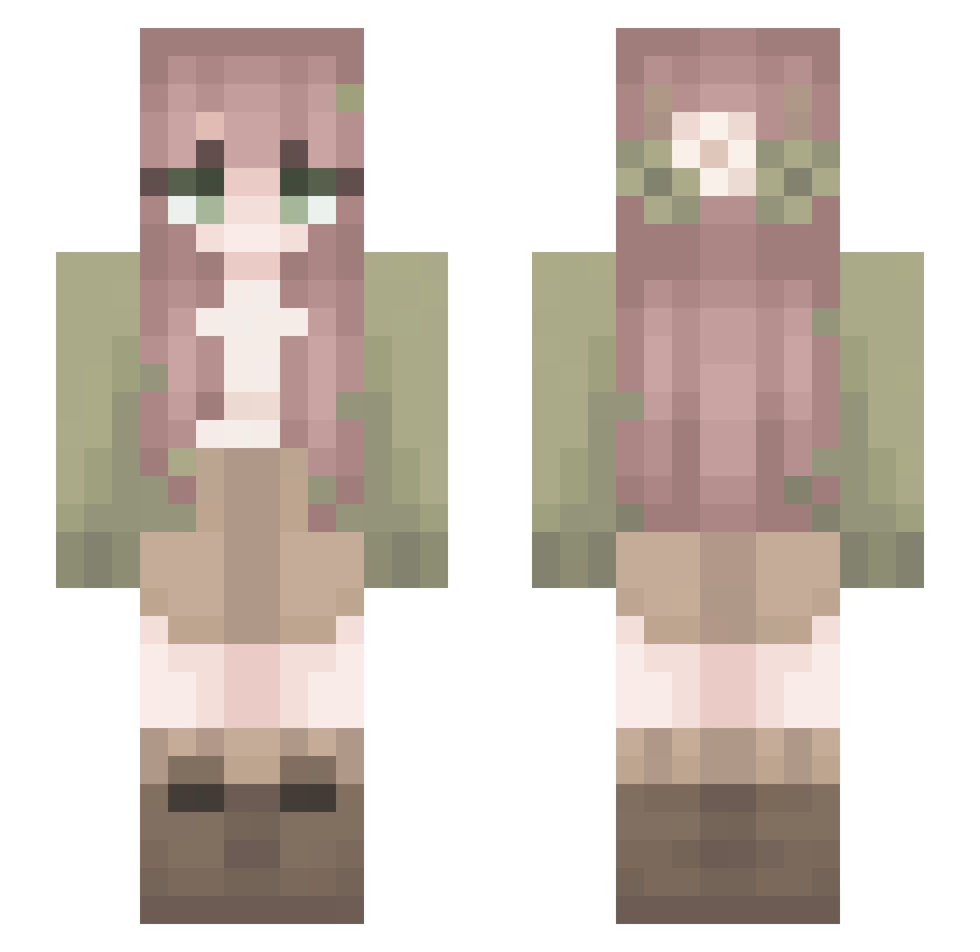 Myonlie Minecraft skin, front and back view