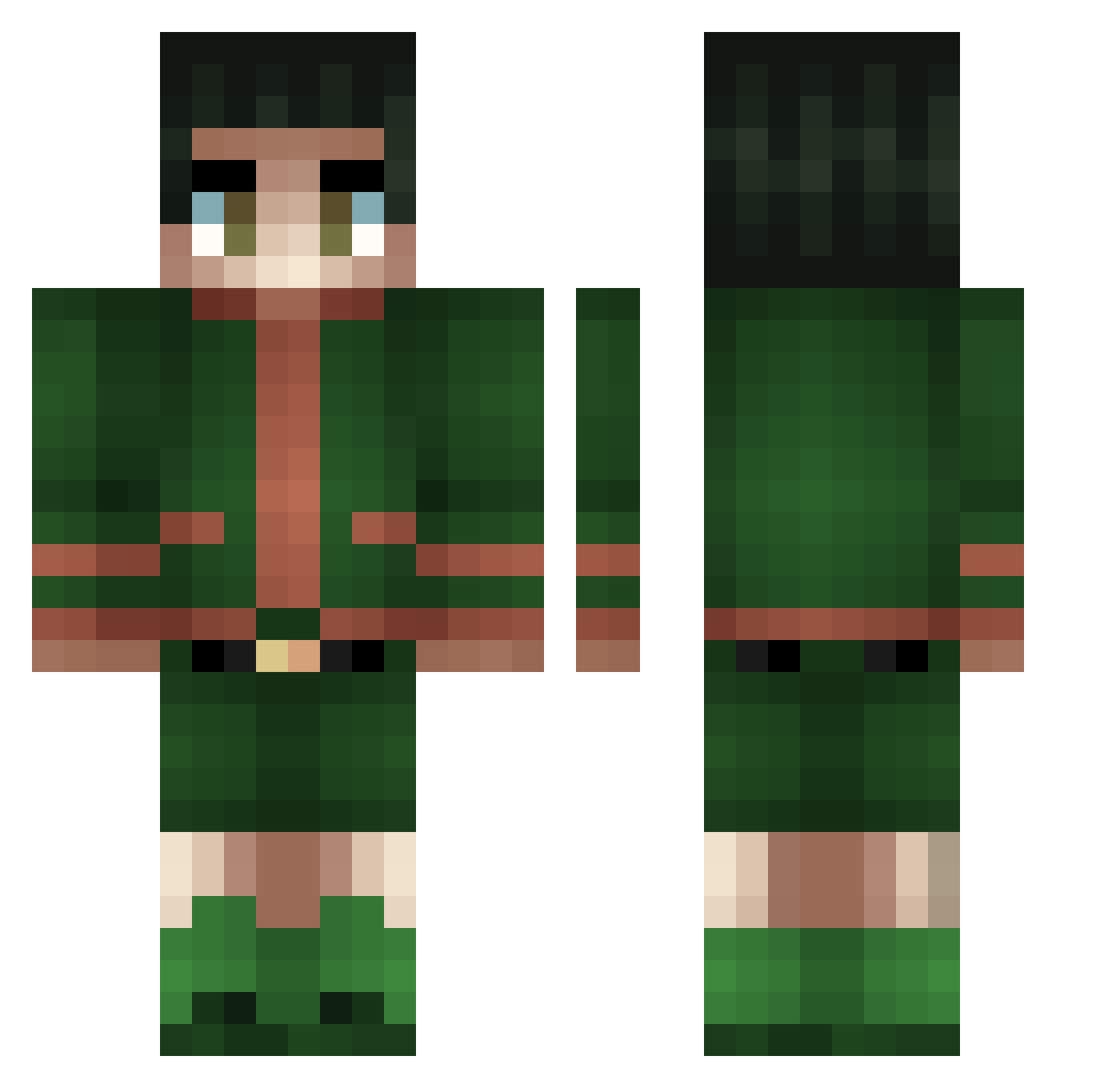 WarCrim3 Minecraft skin, front and back view