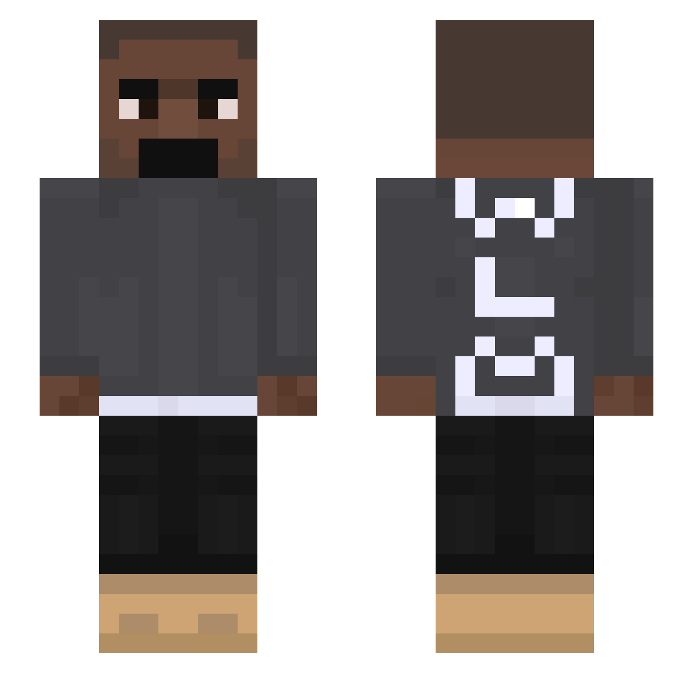 qpSeby Minecraft skin, front and back view