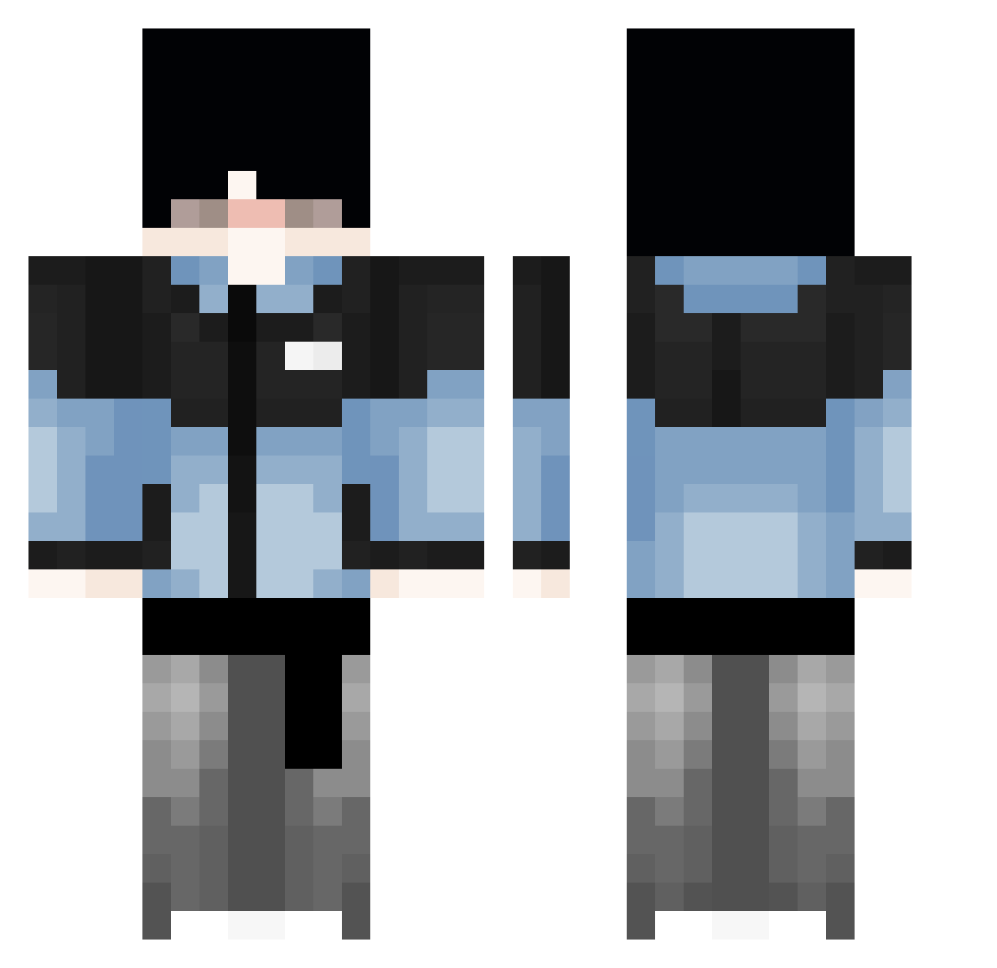 Spidermann1768 Minecraft skin, front and back view