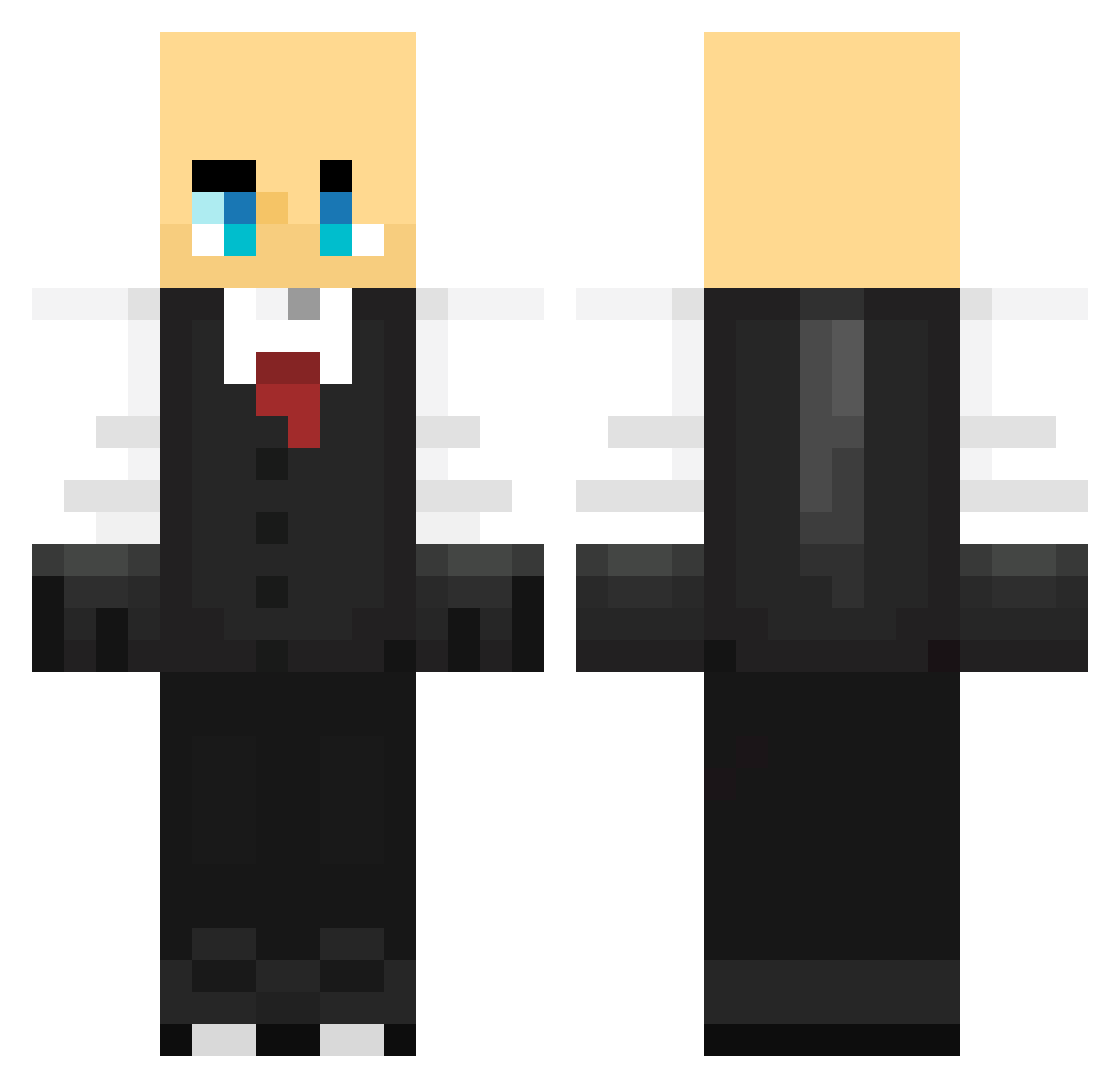 skibidius Minecraft skin, front and back view