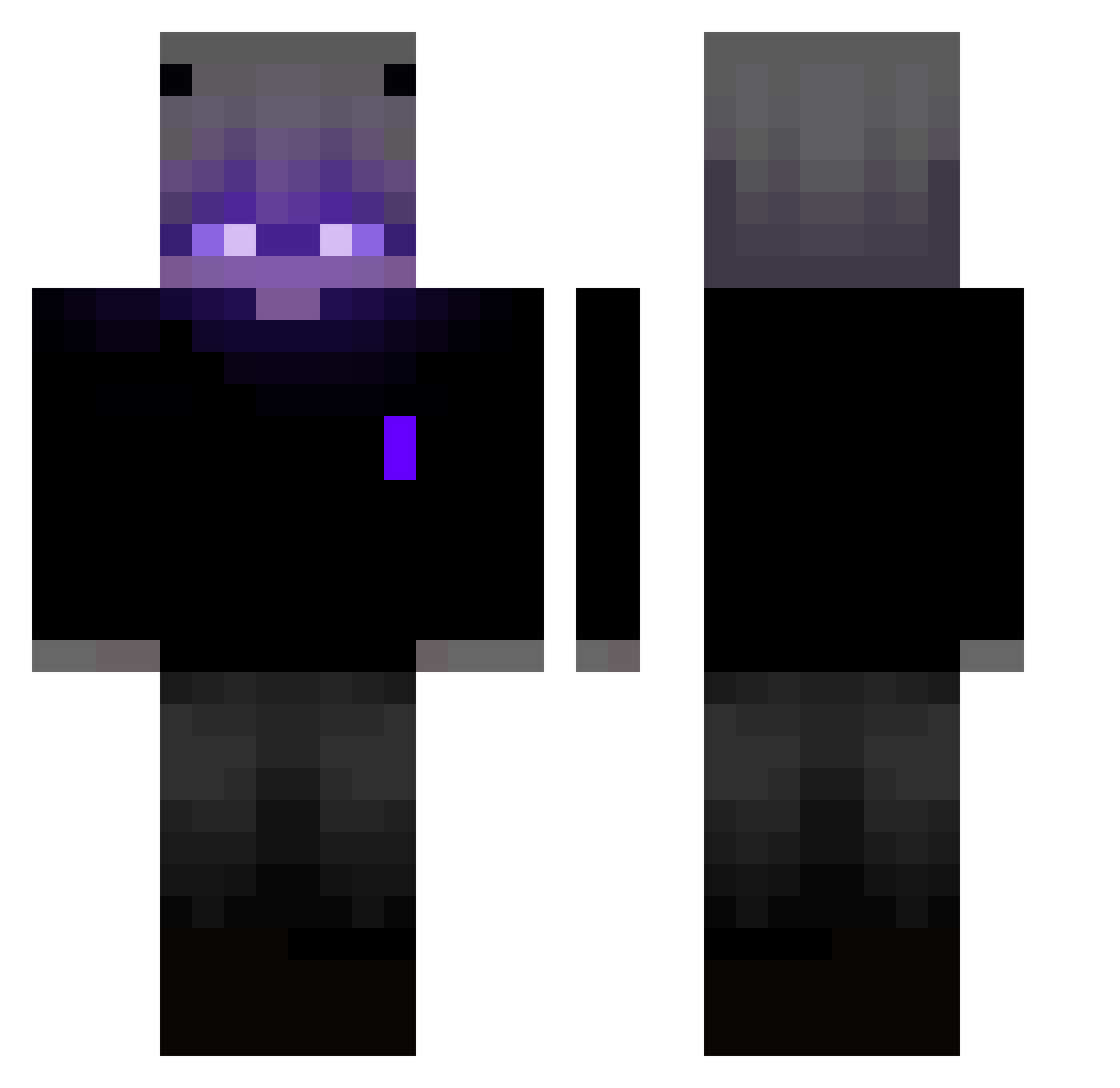 moolood Minecraft skin, front and back view