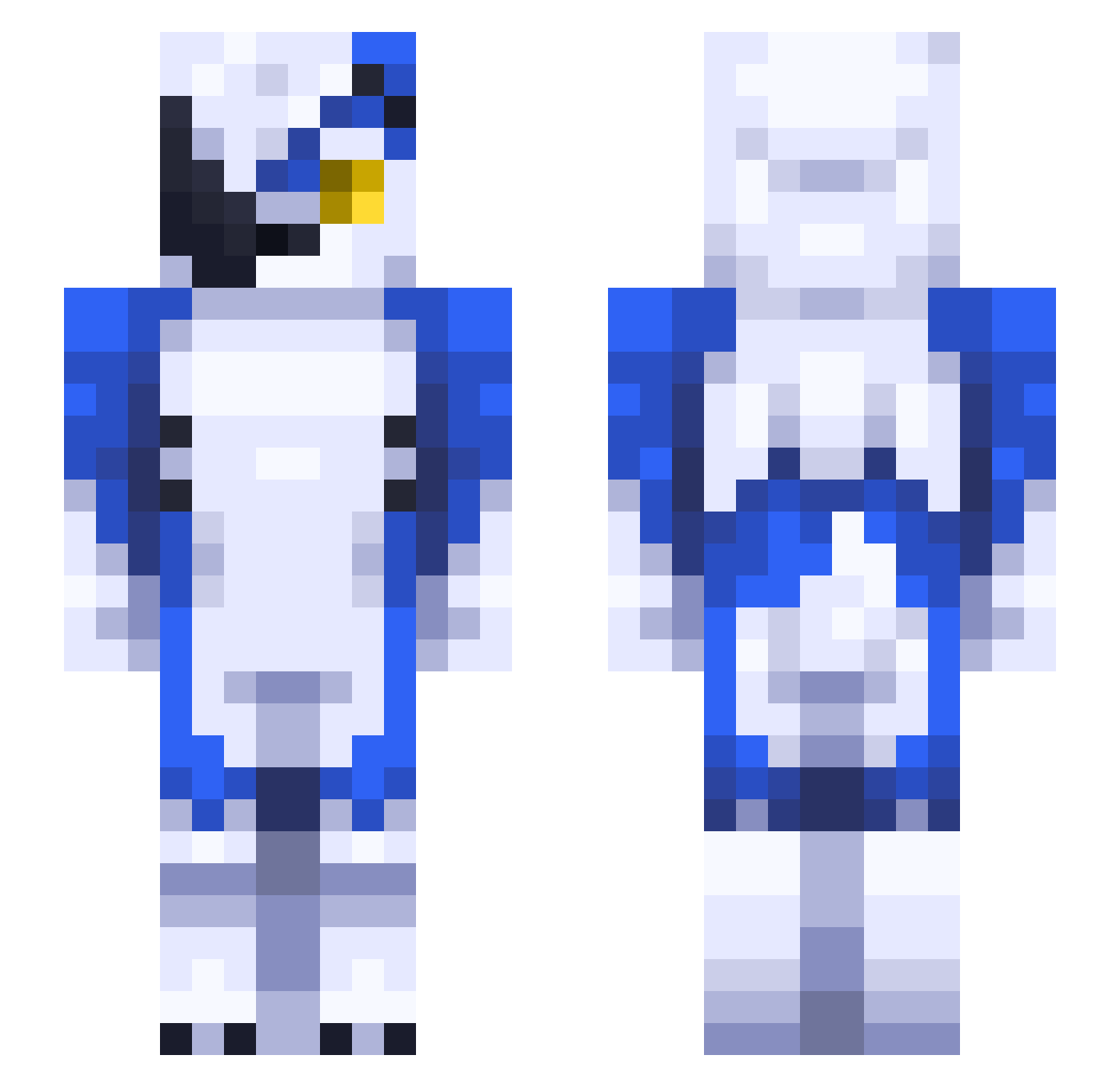 MobiusWaff Minecraft skin, front and back view