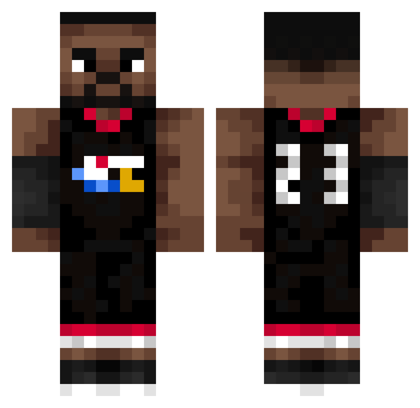 MechkaGrizli Minecraft skin, front and back view