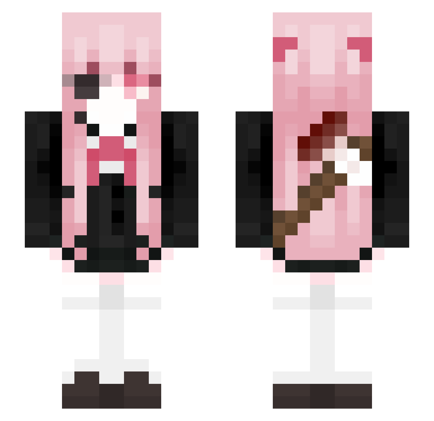 qvkei Minecraft skin, front and back view
