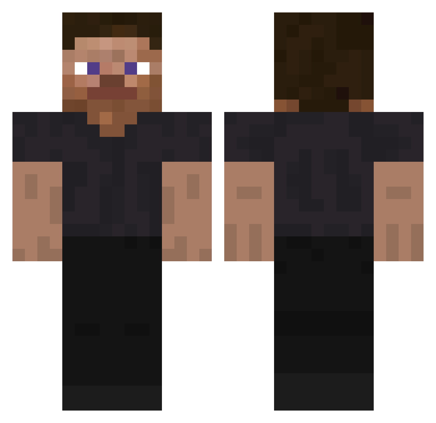 Gray Minecraft skin, front and back view