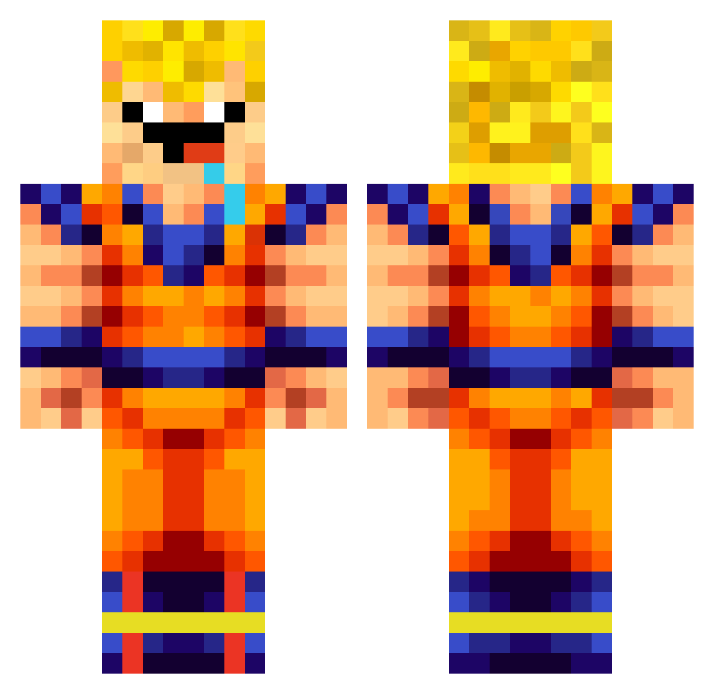 Zulisian Minecraft skin, front and back view