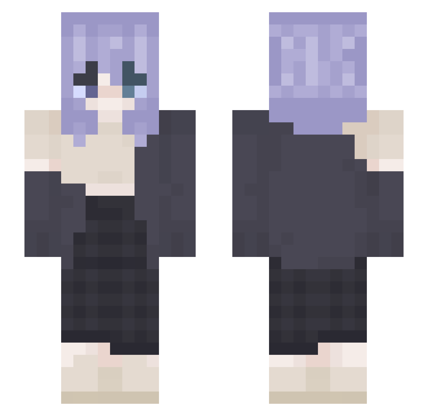 Surrah0w0 Minecraft skin, front and back view
