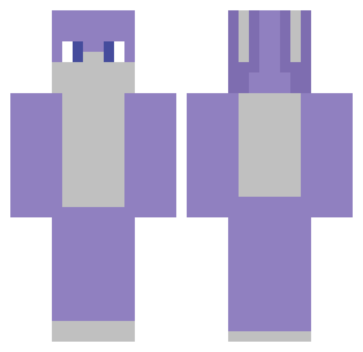 bedfellow Minecraft skin, front and back view