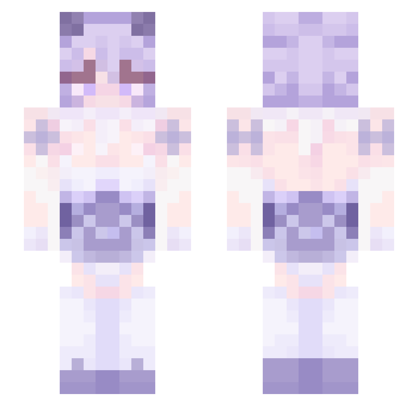 Xervna Minecraft skin, front and back view