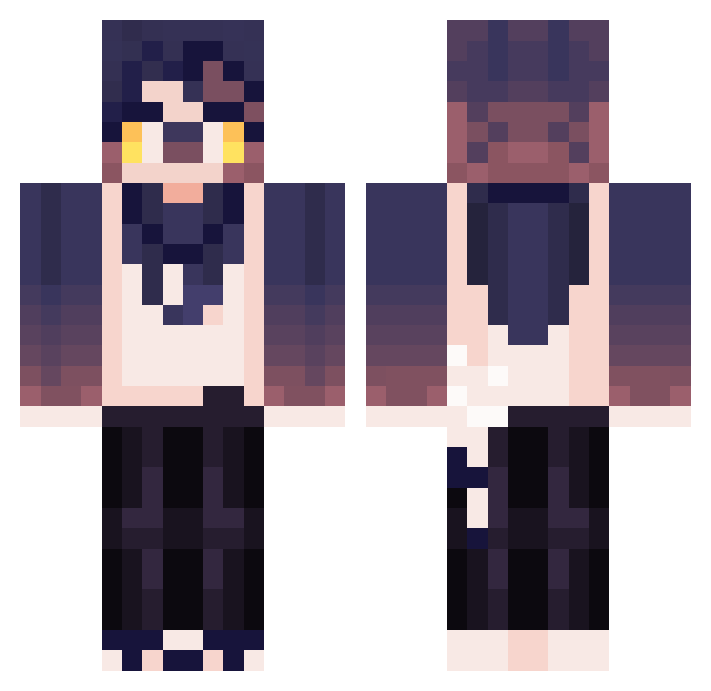 Specklx Minecraft skin, front and back view