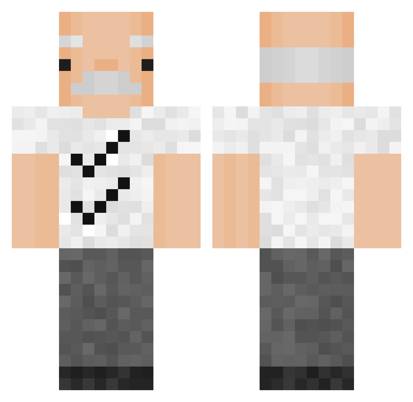 PotatosForLife Minecraft skin, front and back view