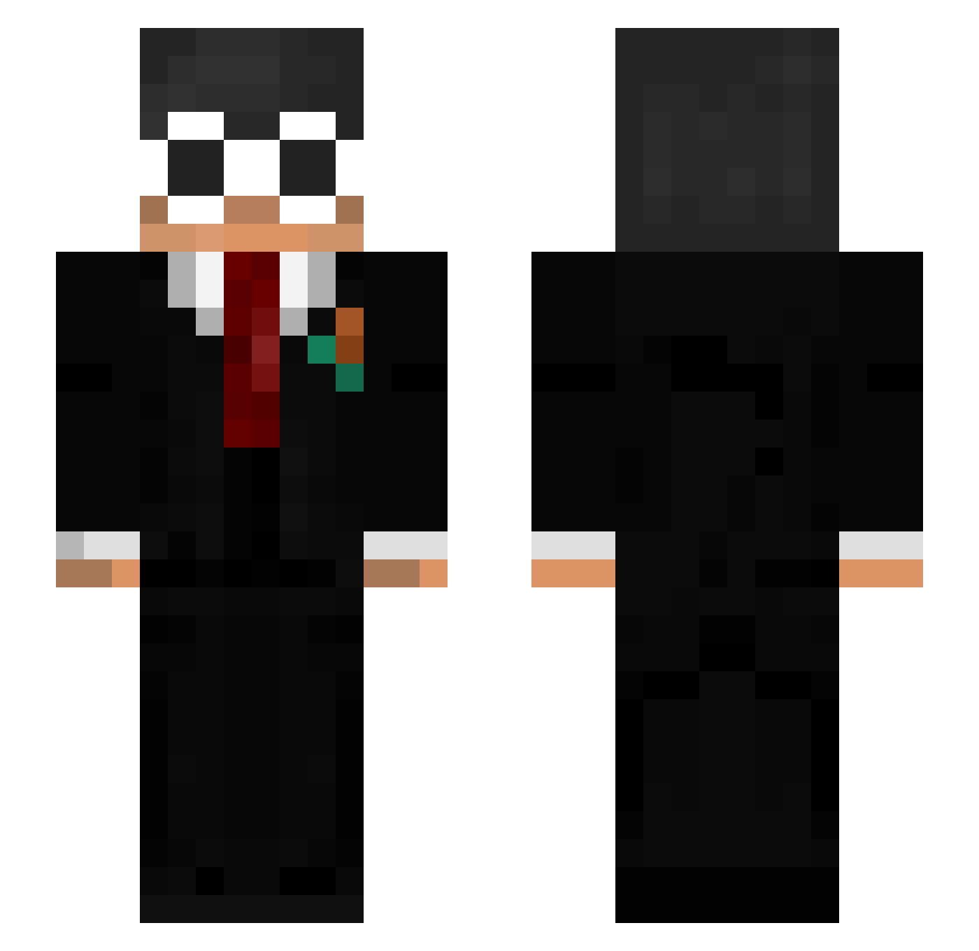 swrong Minecraft skin, front and back view