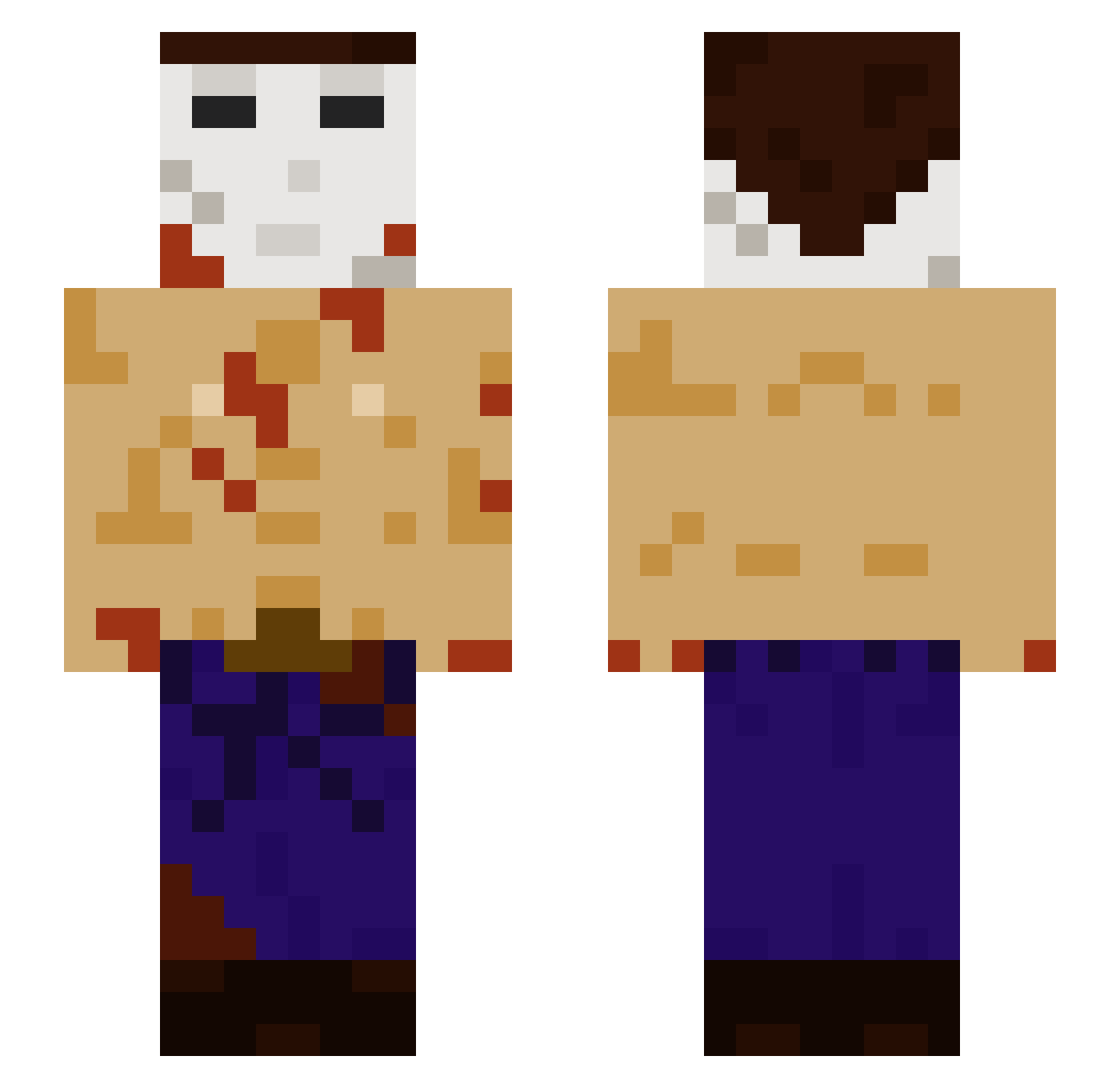 ZapsClaps Minecraft skin, front and back view