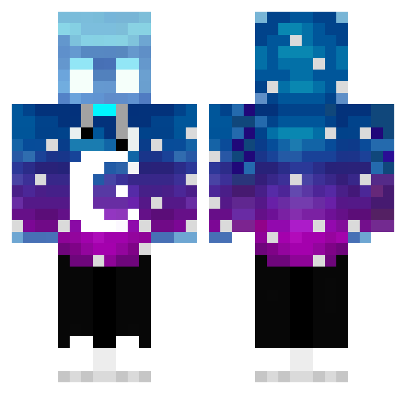 Allaygend Minecraft skin, front and back view