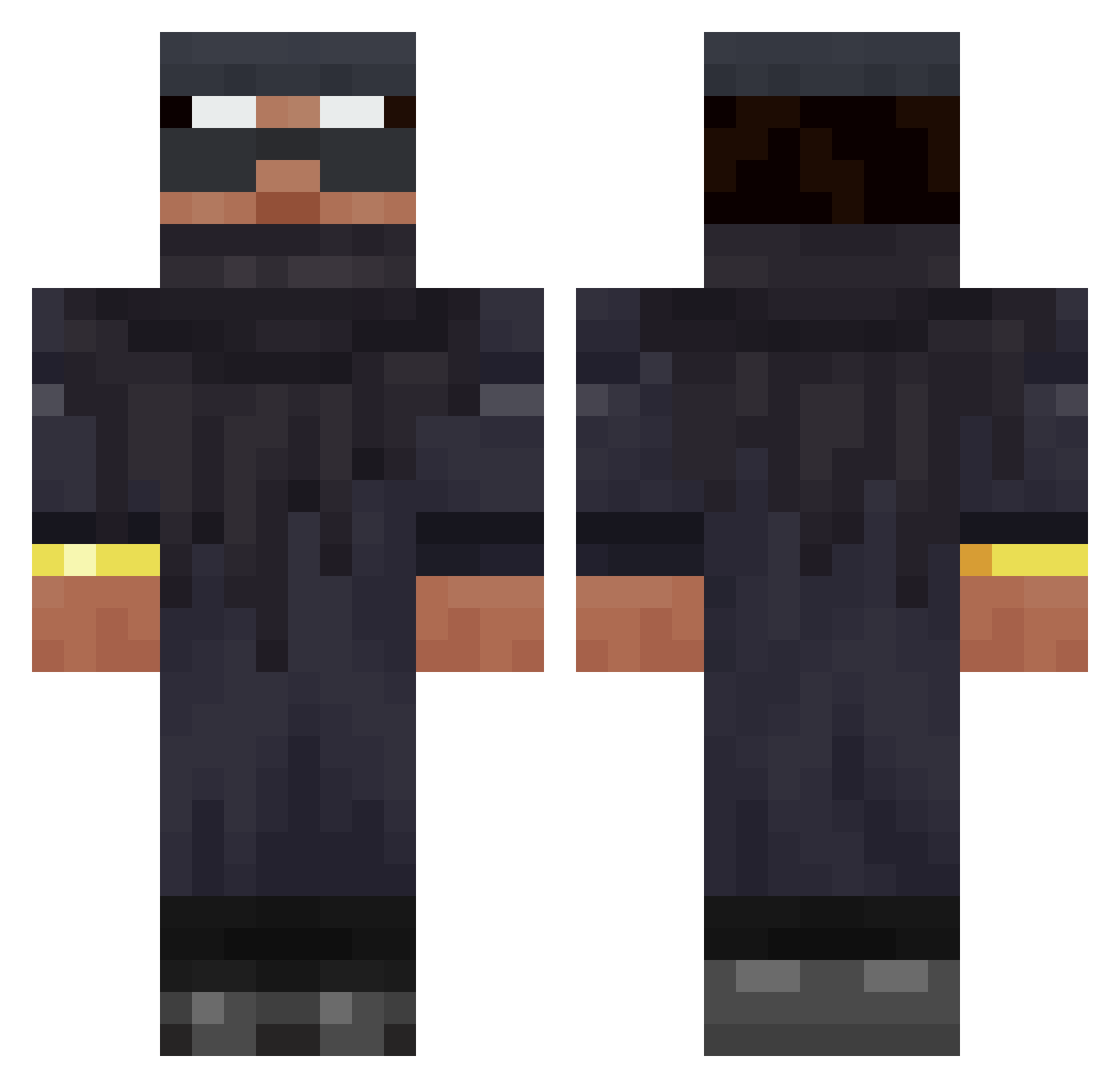 GR1ZZLY180 Minecraft skin, front and back view