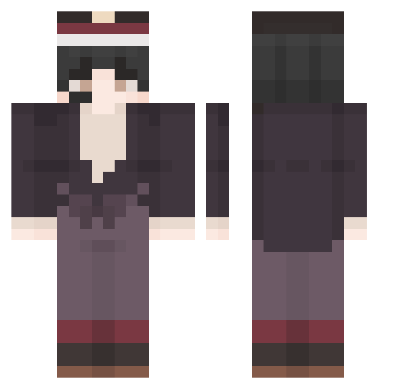 VagueMacaroon55 Minecraft skin, front and back view