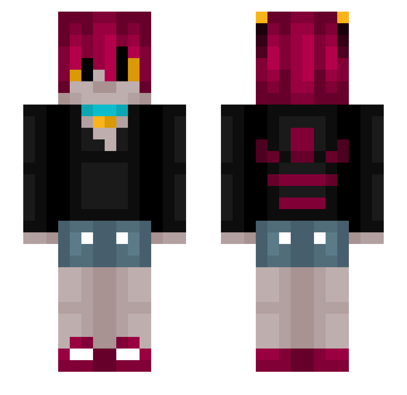 Finlay22 Minecraft skin, front and back view