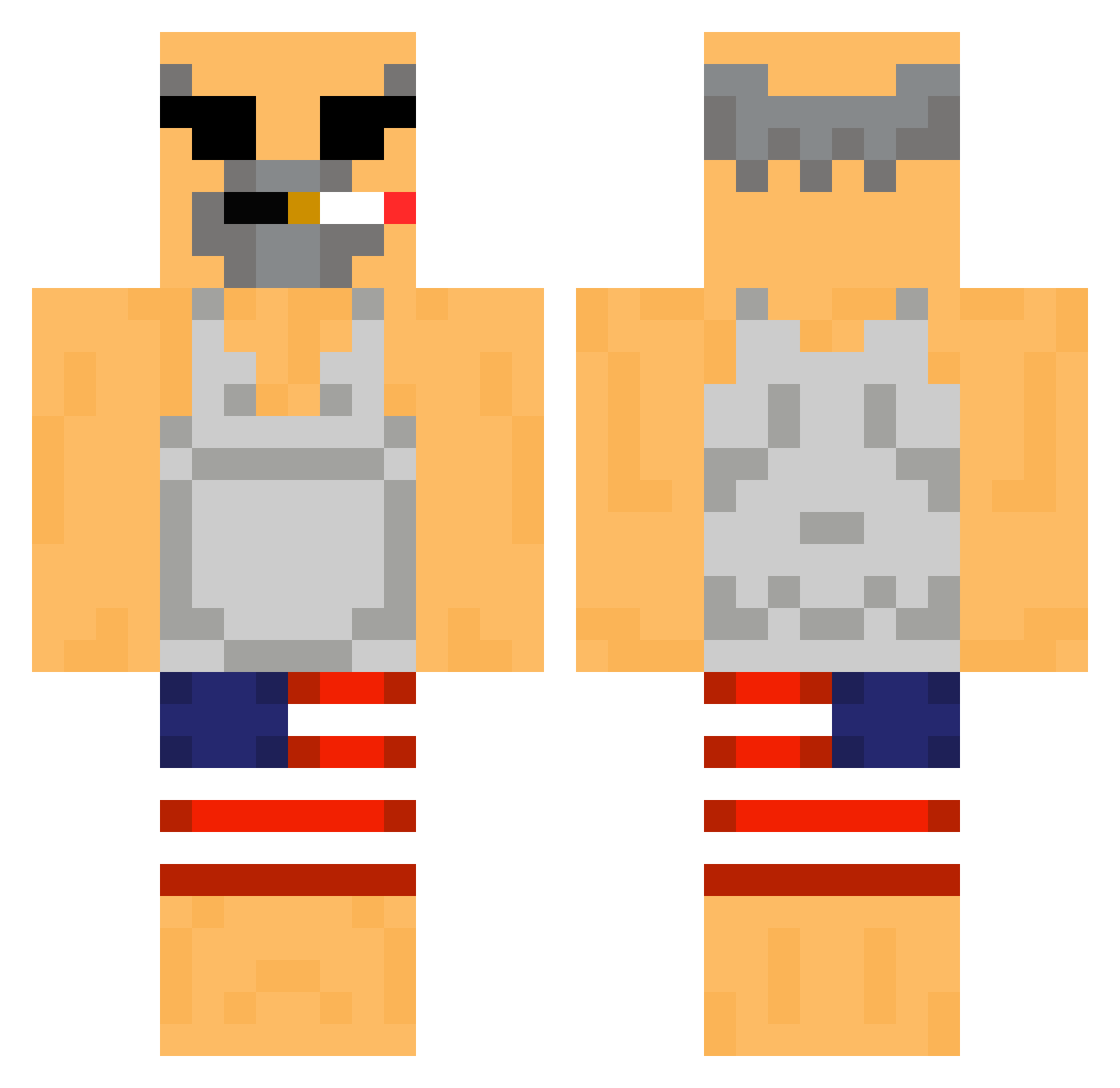 inclientBanane Minecraft skin, front and back view