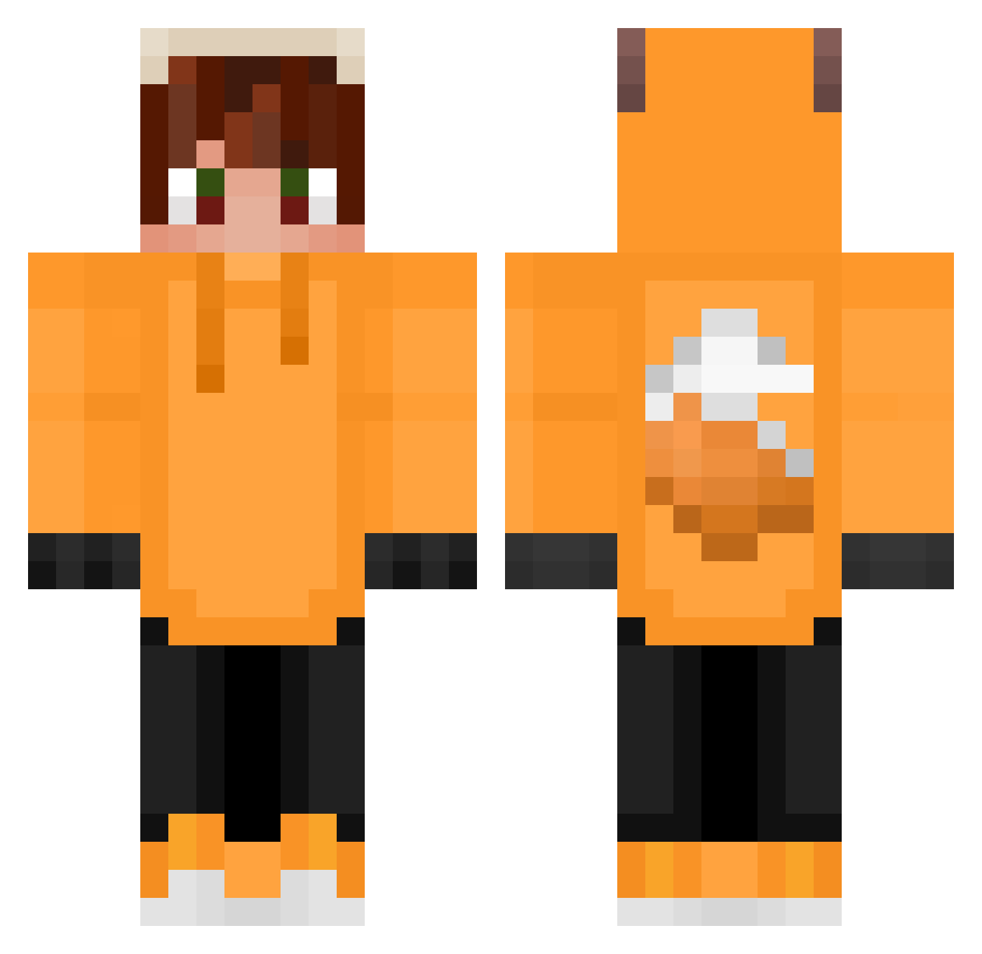 4R13M15 Minecraft skin, front and back view