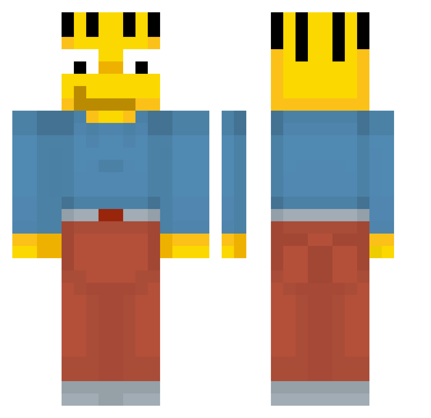 Nasopio Minecraft skin, front and back view
