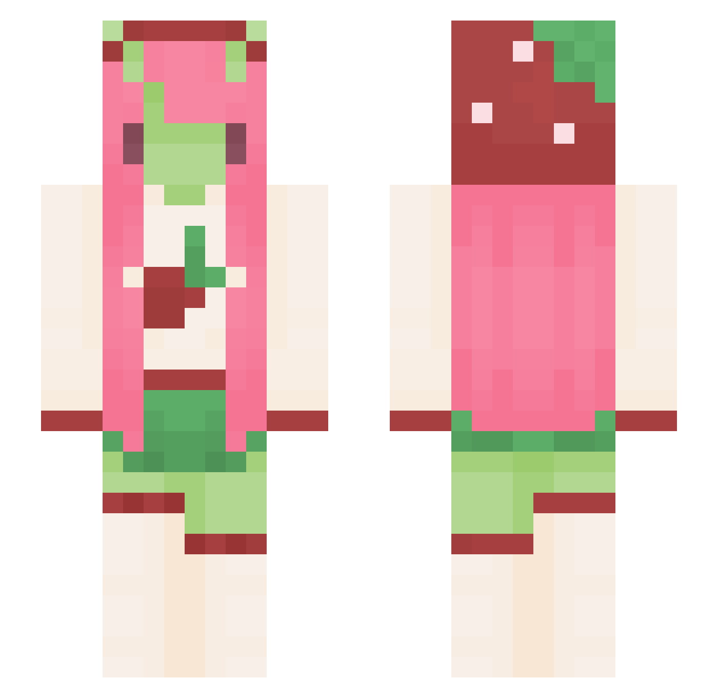 StrawberrySyrupp Minecraft skin, front and back view