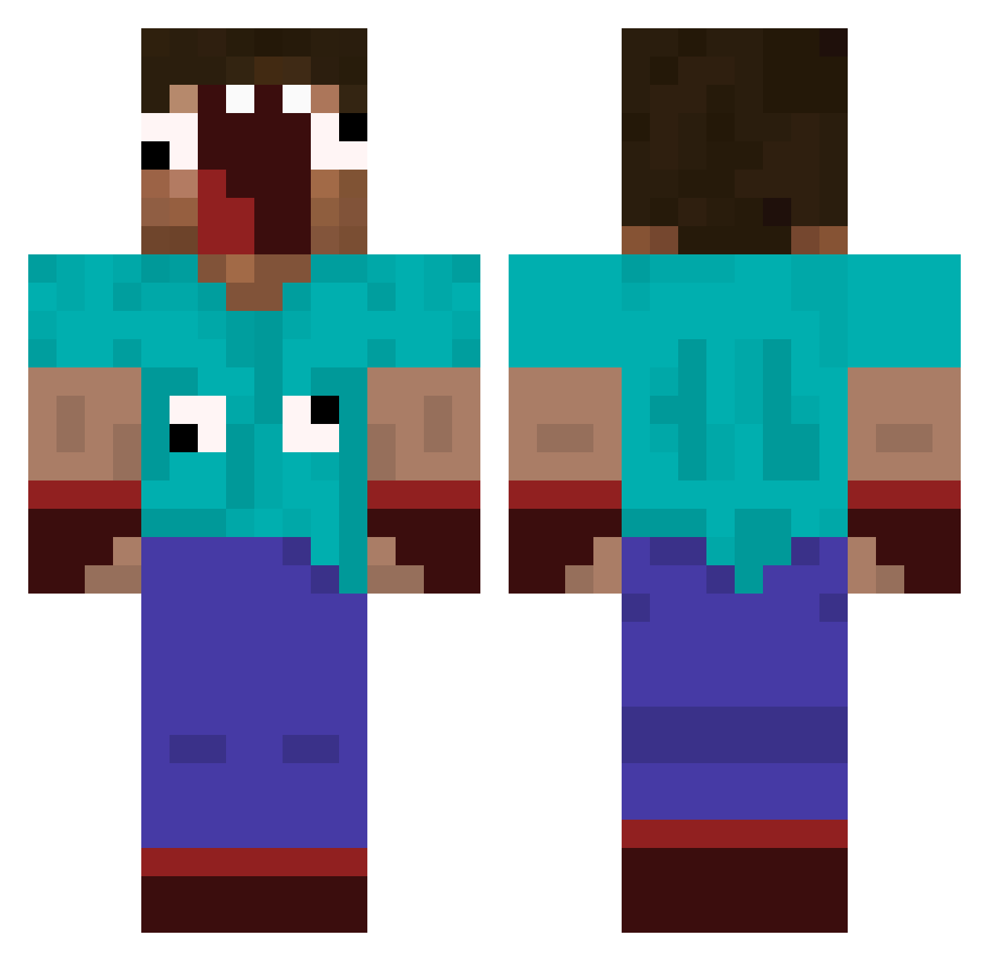 Seucruxi Minecraft skin, front and back view