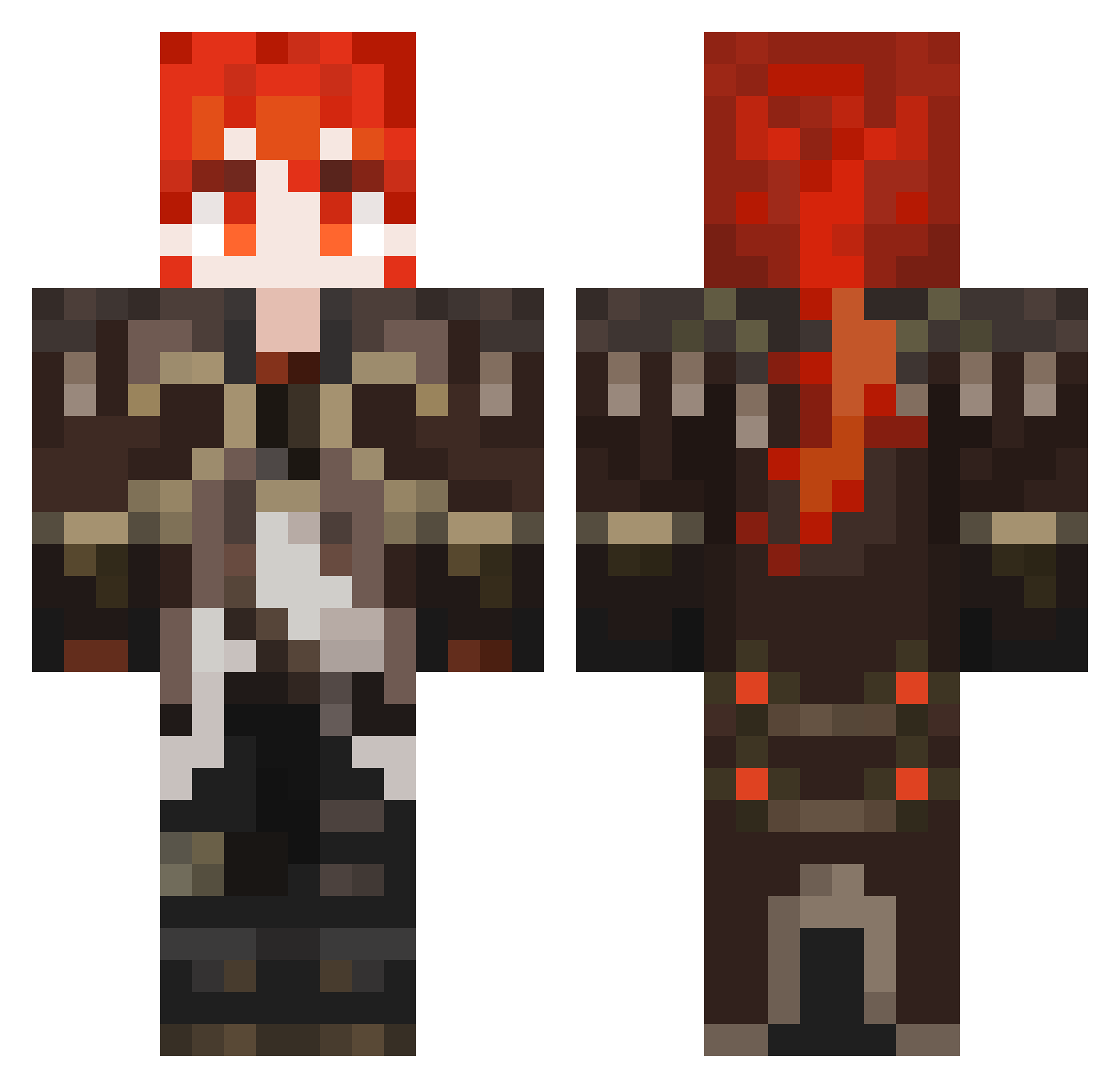 Exynoia Minecraft skin, front and back view