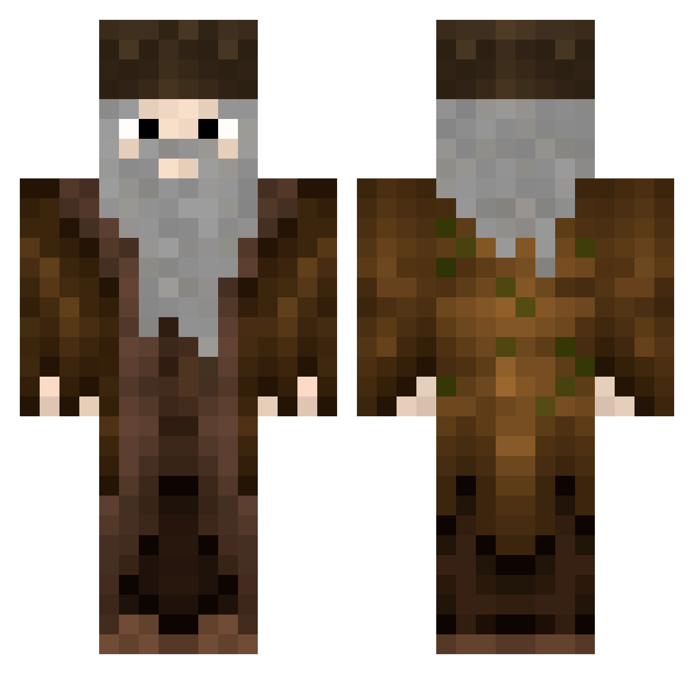StrawX Minecraft skin, front and back view