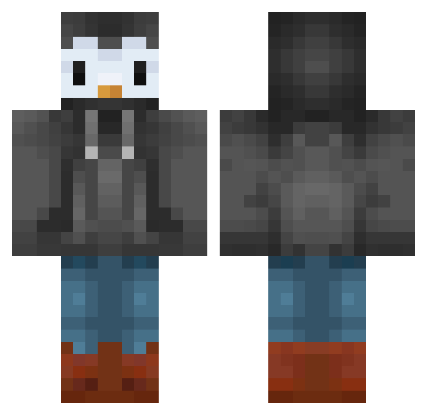 Qill1456 Minecraft skin, front and back view