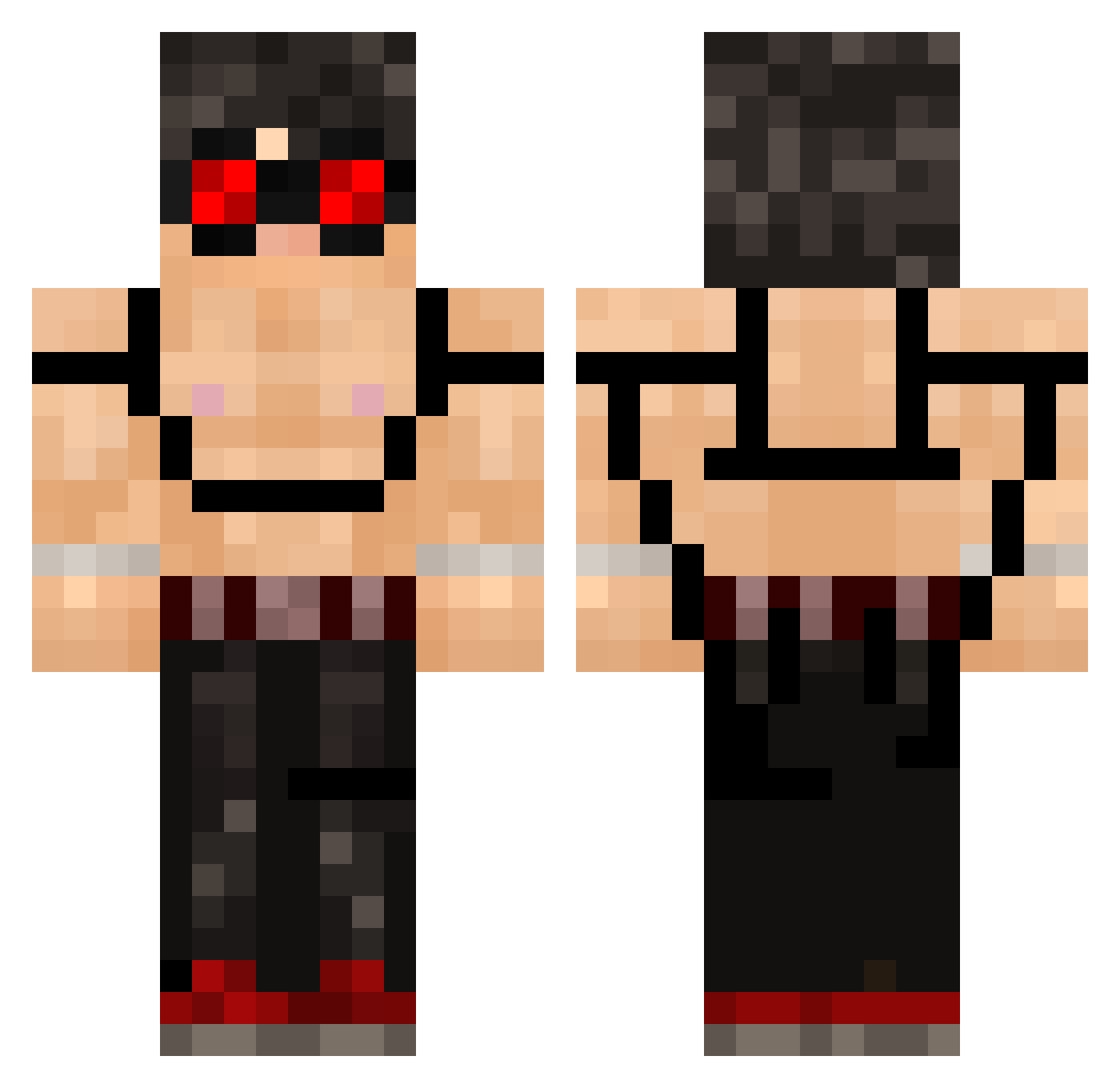 GraveCreations Minecraft skin, front and back view