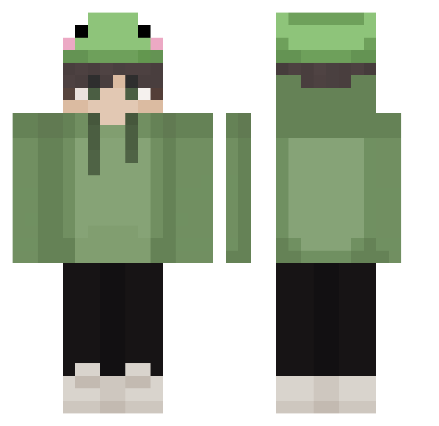 Velocitz Minecraft skin, front and back view