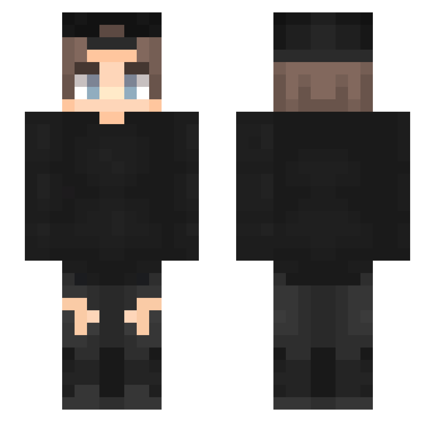 wellbye Minecraft skin, front and back view