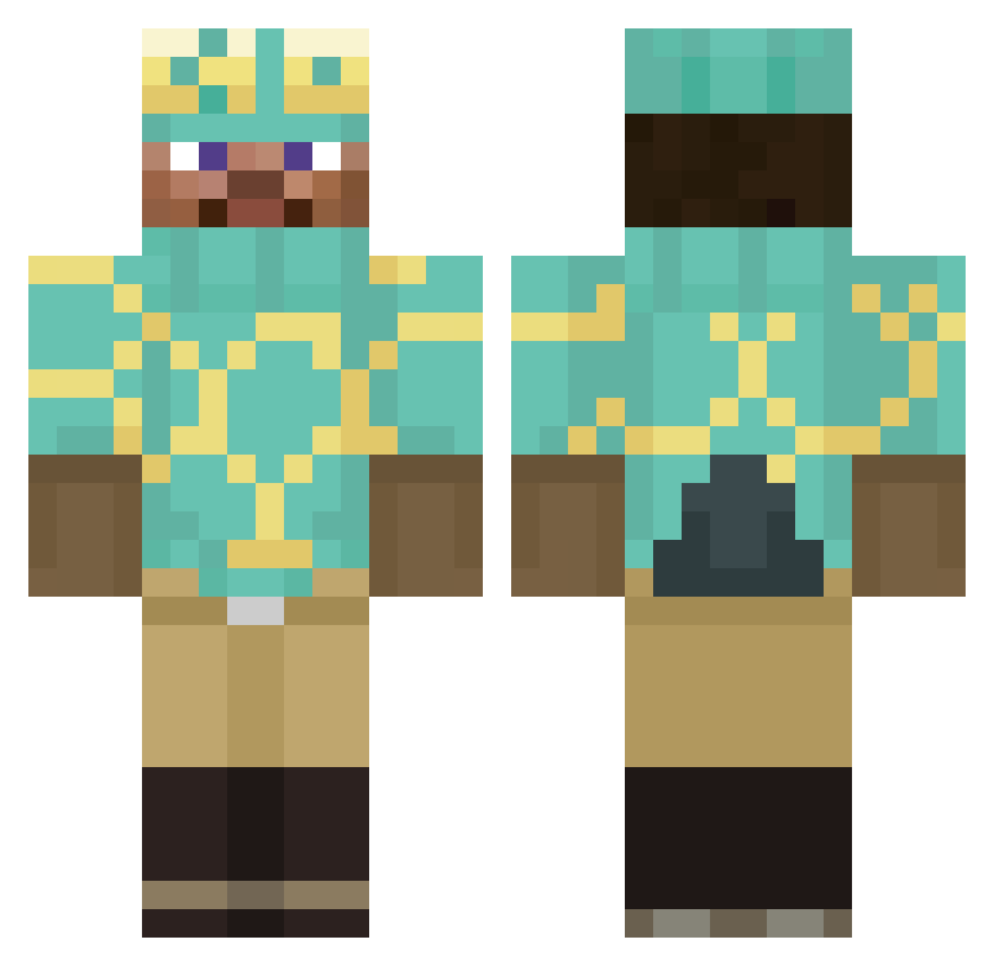 stranger30345 Minecraft skin, front and back view