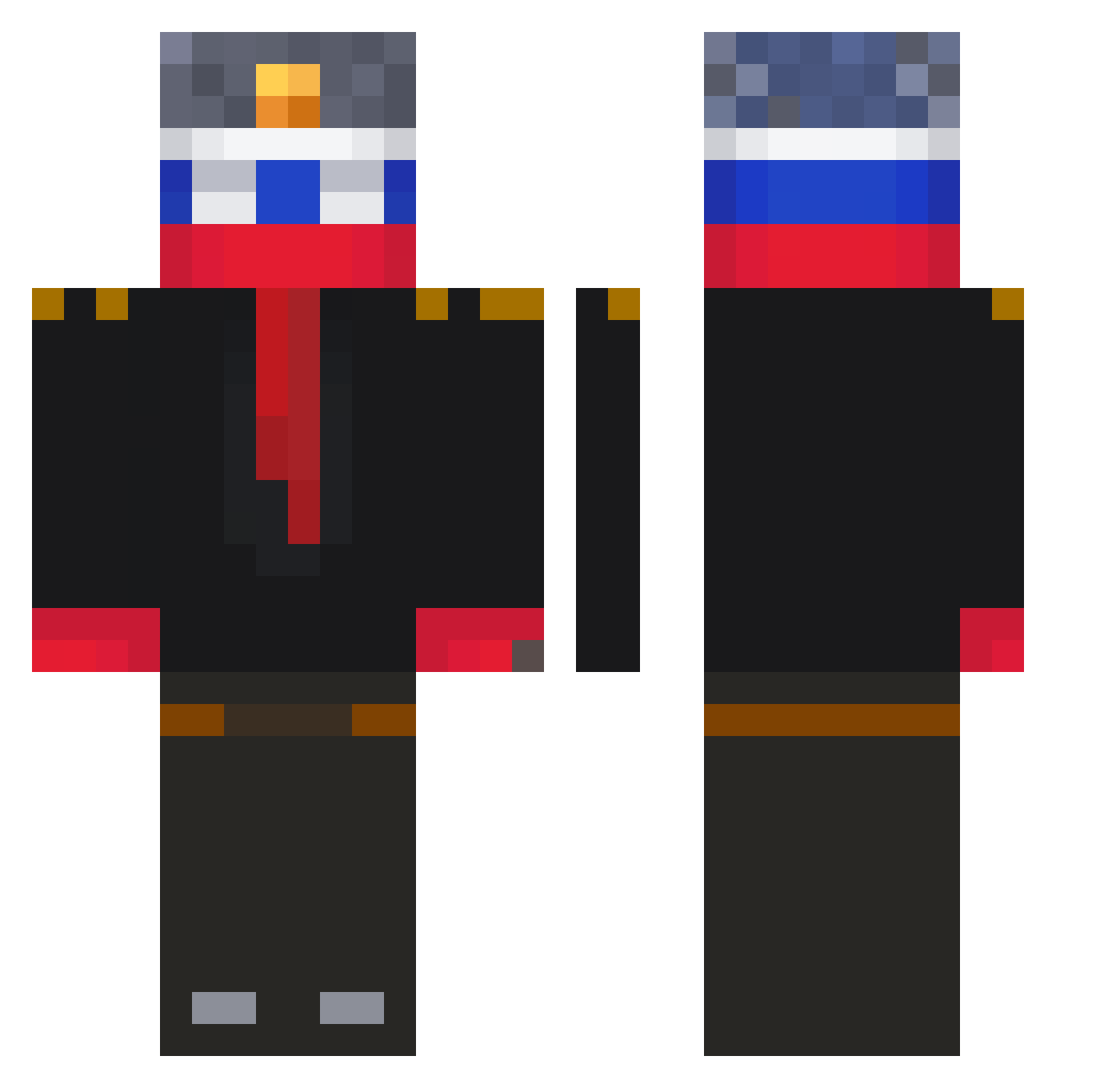 notseriousbro Minecraft skin, front and back view