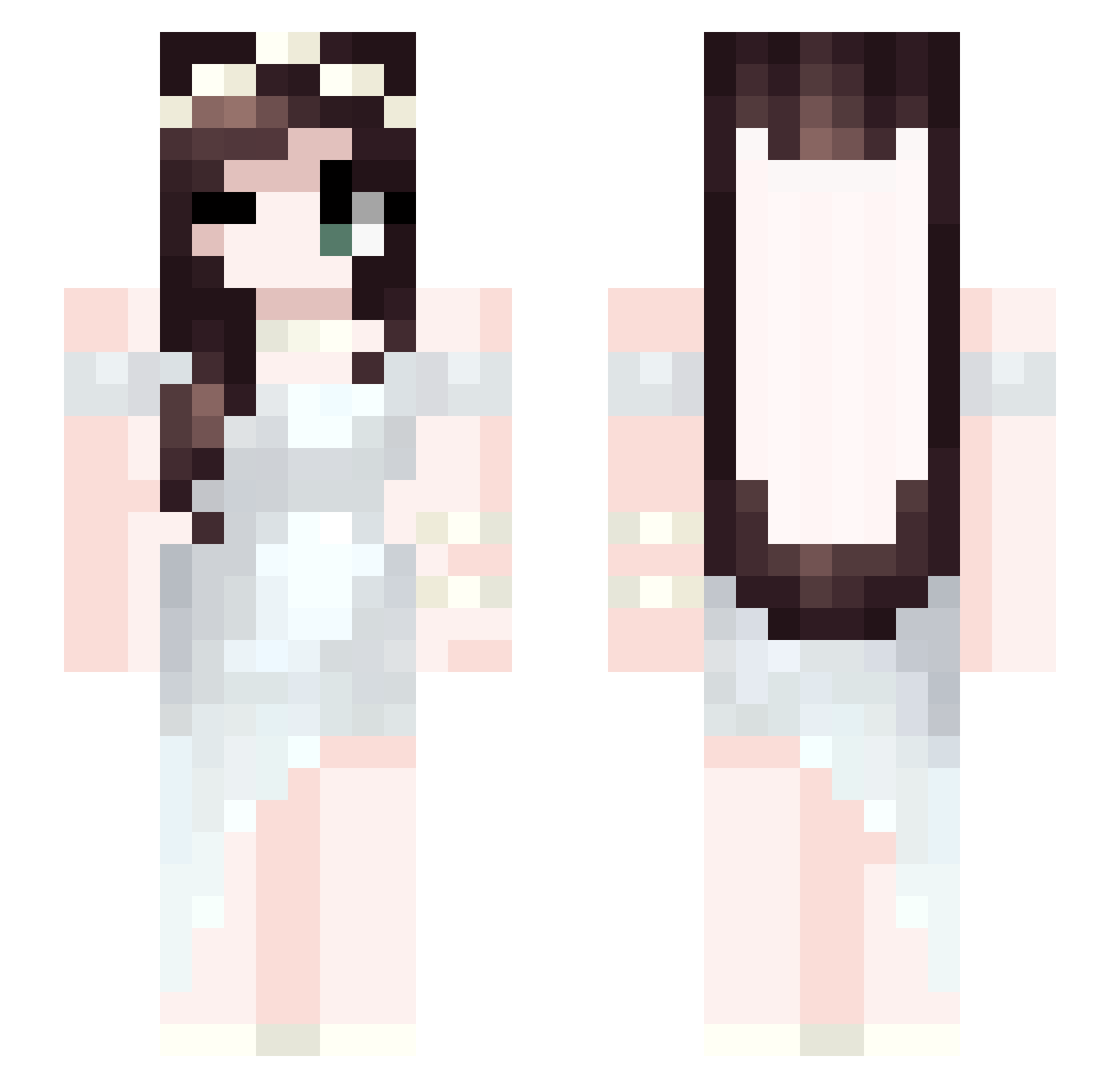 Xwev1 Minecraft skin, front and back view